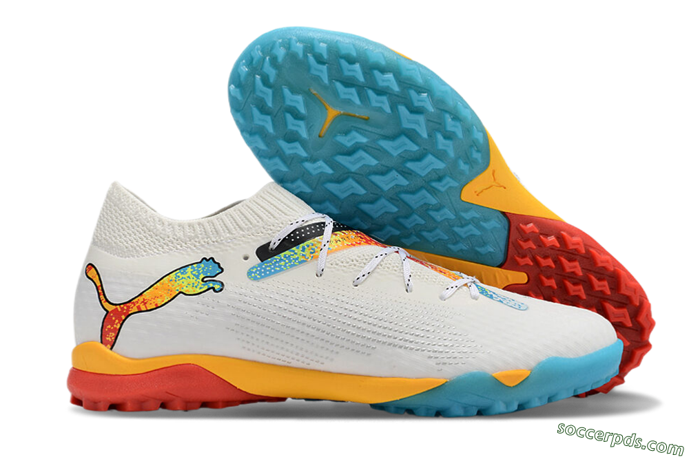 Puma Future Ultimate TF Low-Tops Football Shoes - White/Blue/Yellow/Red 1