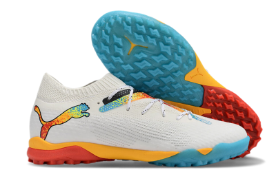 Puma Future Ultimate TF Low-Tops Football Shoes - White/Blue/Yellow/Red