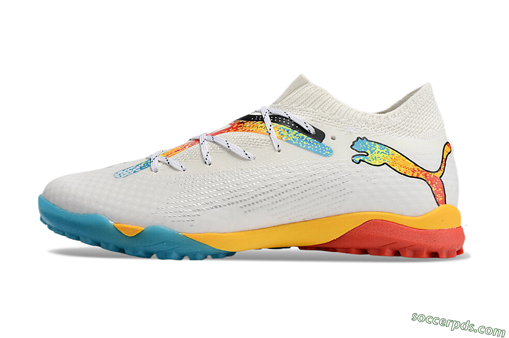 Puma Future Ultimate TF Low-Tops Football Shoes - White/Blue/Yellow/Red 2