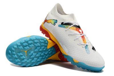 Puma Future Ultimate TF Low-Tops Football Shoes - White/Blue/Yellow/Red