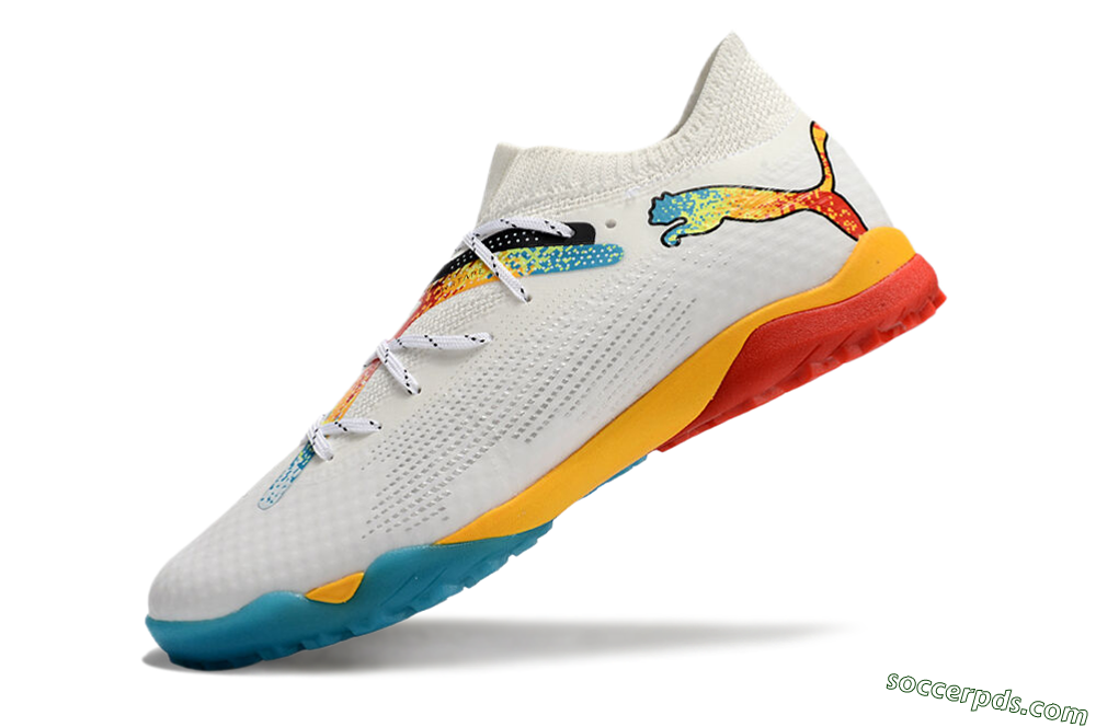 Puma Future Ultimate TF Low-Tops Football Shoes - White/Blue/Yellow/Red 5