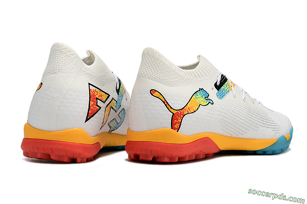 Puma Future Ultimate TF Low-Tops Football Shoes - White/Blue/Yellow/Red 6