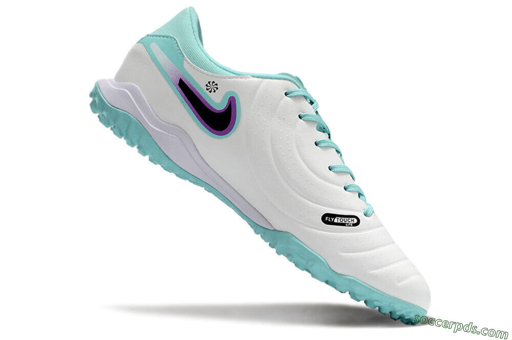 Nike Tiempo Legend 10 Elite TF Low-Tops Football Shoes - White/Blue/Purple 4