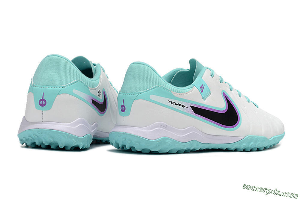 Nike Tiempo Legend 10 Elite TF Low-Tops Football Shoes - White/Blue/Purple 6