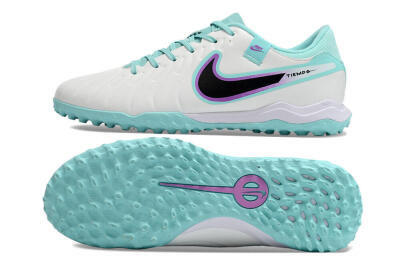 Nike Tiempo Legend 10 Elite TF Low-Tops Football Shoes - White/Blue/Purple