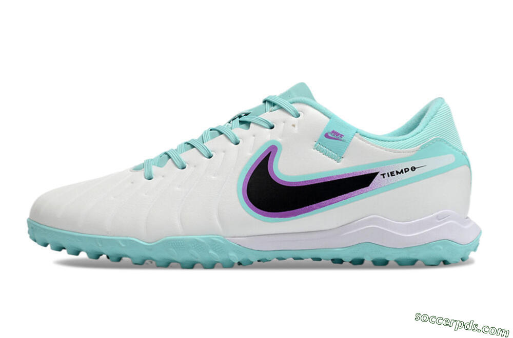 Nike Tiempo Legend 10 Elite TF Low-Tops Football Shoes - White/Blue/Purple 2