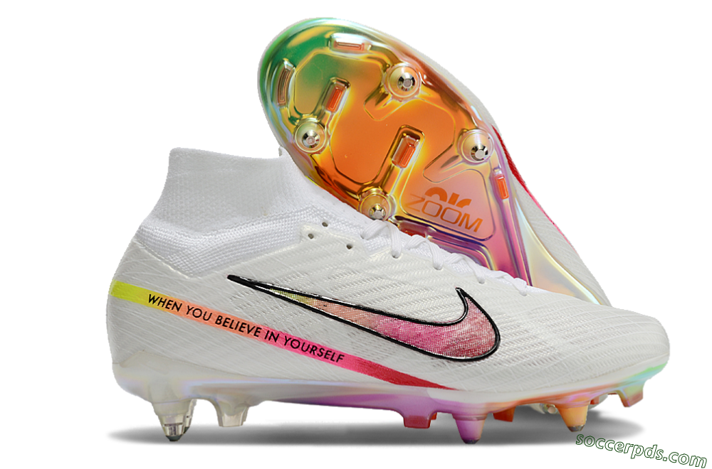 Nike Air Zoom Mercurial Superfly 9 Elite SG High-Tops Football Boots - White/Pink/Black 1