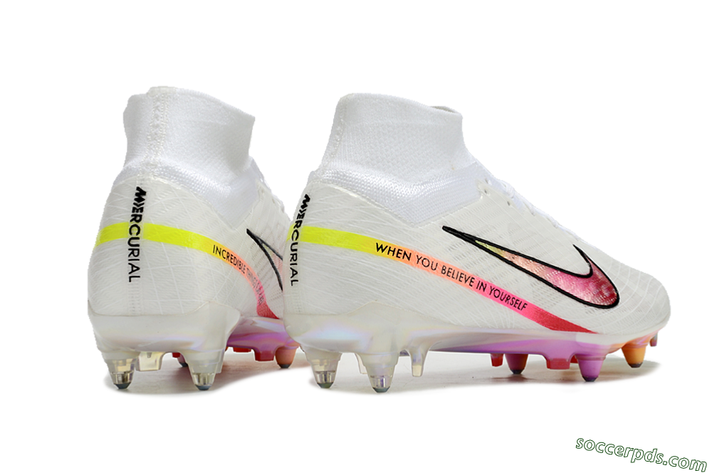 Nike Air Zoom Mercurial Superfly 9 Elite SG High-Tops Football Boots - White/Pink/Black 6