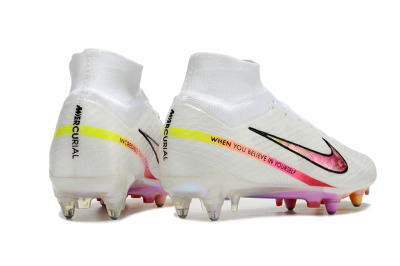 Nike Air Zoom Mercurial Superfly 9 Elite SG High-Tops Football Boots - White/Pink/Black