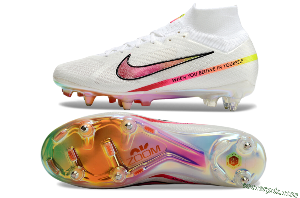 Nike Air Zoom Mercurial Superfly 9 Elite SG High-Tops Football Boots - White/Pink/Black 0