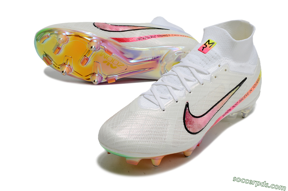 Nike Air Zoom Mercurial Superfly 9 Elite SG High-Tops Football Boots - White/Pink/Black 3
