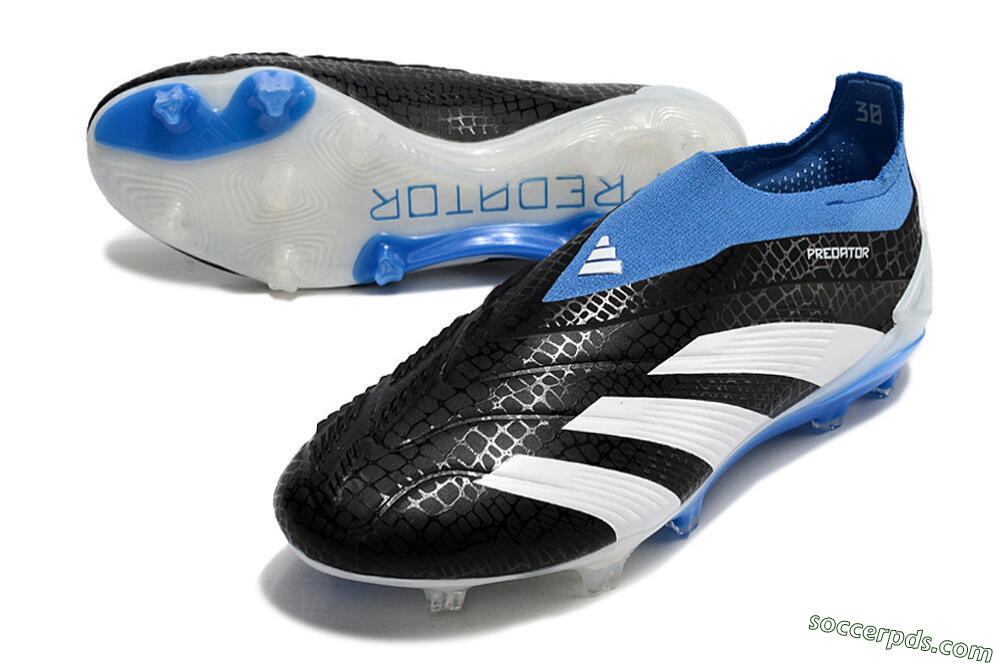 Adidas Predator Accuracy+ Laceless FG Low-Tops Football Boots - Black/White/Blue 3