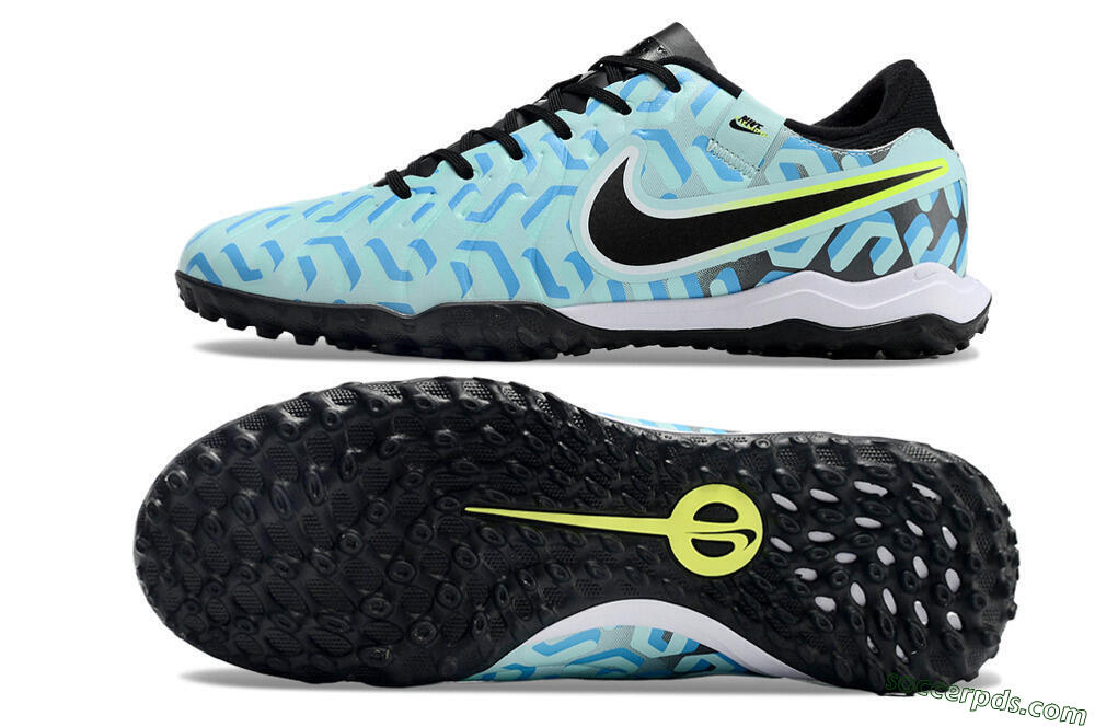 Nike Tiempo Legend 10 Pro TF Low-Tops Football Shoes - Blue/Black/Yellow 0