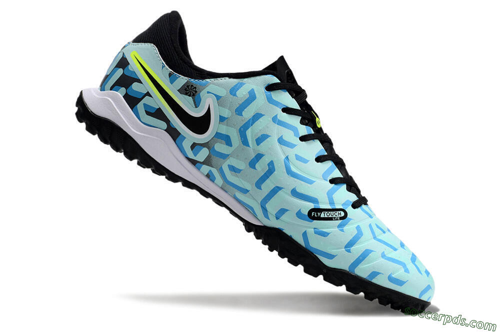 Nike Tiempo Legend 10 Pro TF Low-Tops Football Shoes - Blue/Black/Yellow 4