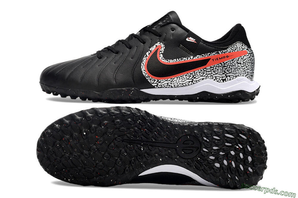 Nike Tiempo Legend 10 Pro TF Low-Tops Football Shoes - Black/Silver/Red 0