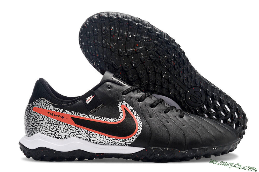 Nike Tiempo Legend 10 Pro TF Low-Tops Football Shoes - Black/Silver/Red 1