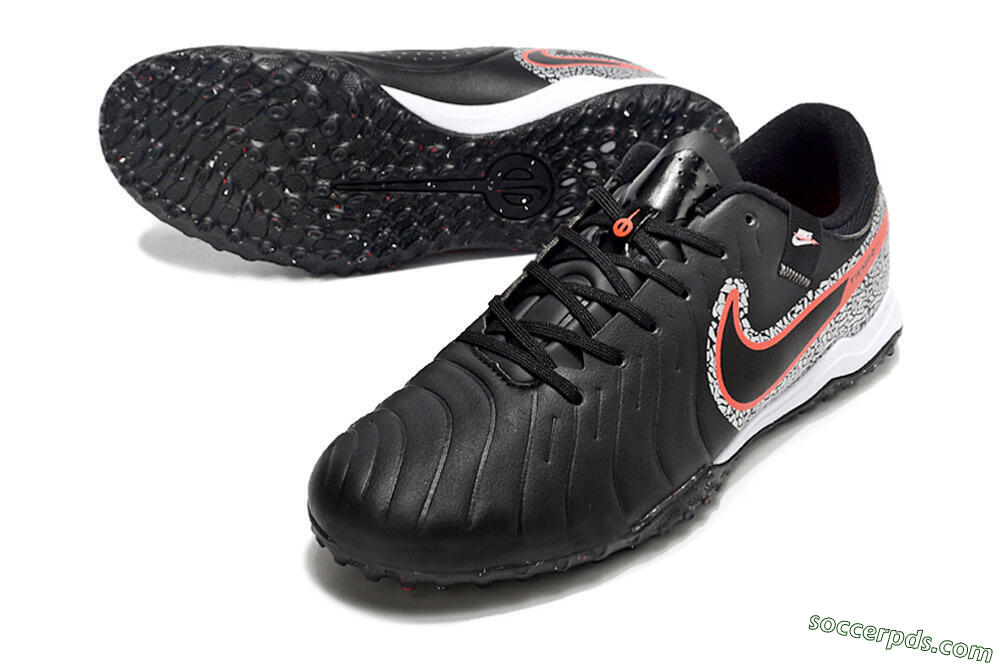 Nike Tiempo Legend 10 Pro TF Low-Tops Football Shoes - Black/Silver/Red 3