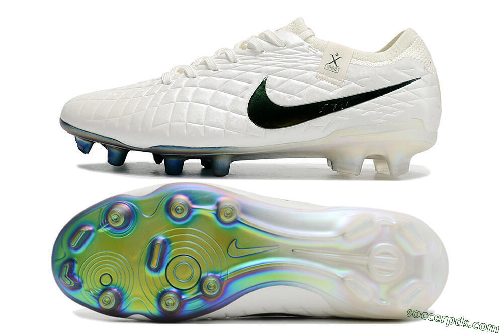 Nike Tiempo Legend 10 Elite FG Low-Tops Football Boots - White/Blue 0