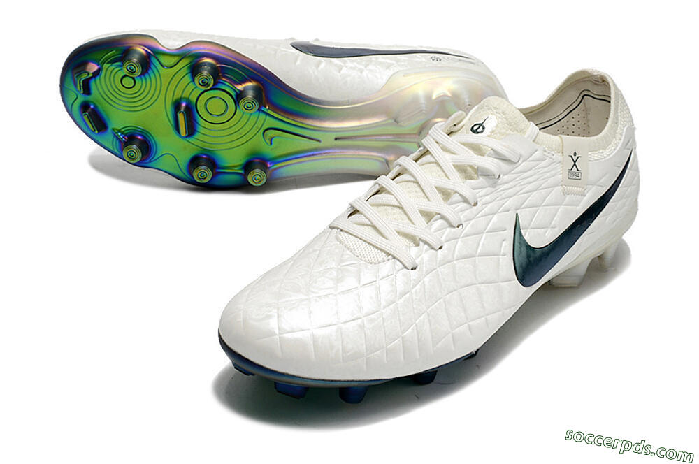 Nike Tiempo Legend 10 Elite FG Low-Tops Football Boots - White/Blue 3
