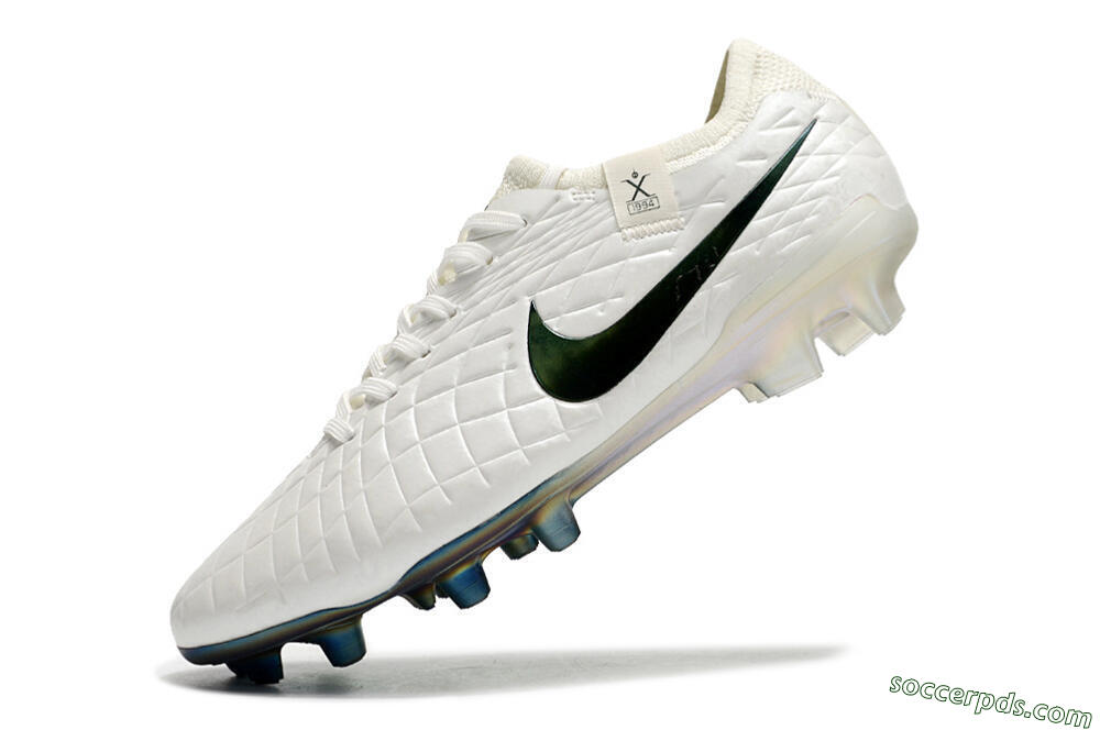 Nike Tiempo Legend 10 Elite FG Low-Tops Football Boots - White/Blue 4