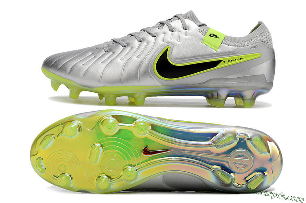 NikeTiempo Legend 10 Elite FG Low-Tops Football Boots - Silver/Yellow/Black 0
