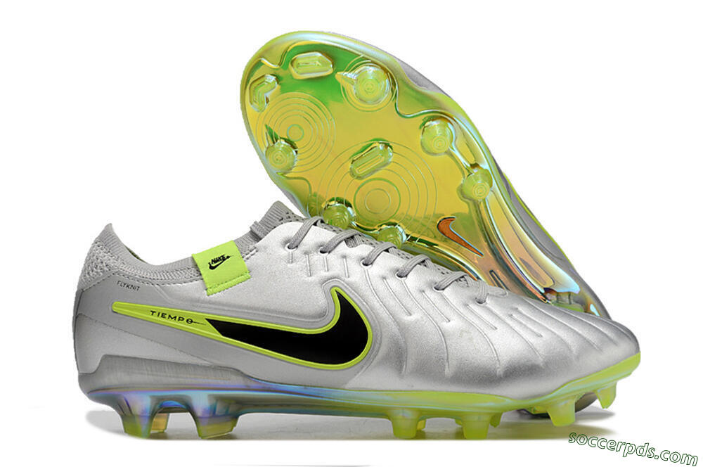 NikeTiempo Legend 10 Elite FG Low-Tops Football Boots - Silver/Yellow/Black 1