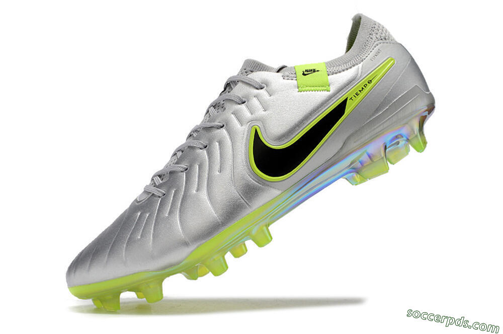 NikeTiempo Legend 10 Elite FG Low-Tops Football Boots - Silver/Yellow/Black 5