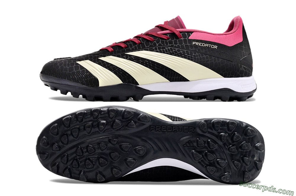 Adidas Predator 24 Elite TF Low-Tops Football Boots - Black/Beige/Pink 0