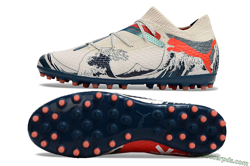 Puma Future Ultimate MG Low-Tops Football Boots - Beige/Blue/Red 0