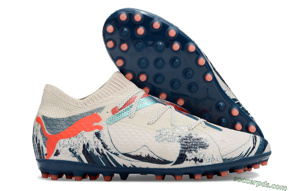 Puma Future Ultimate MG Low-Tops Football Boots - Beige/Blue/Red 1