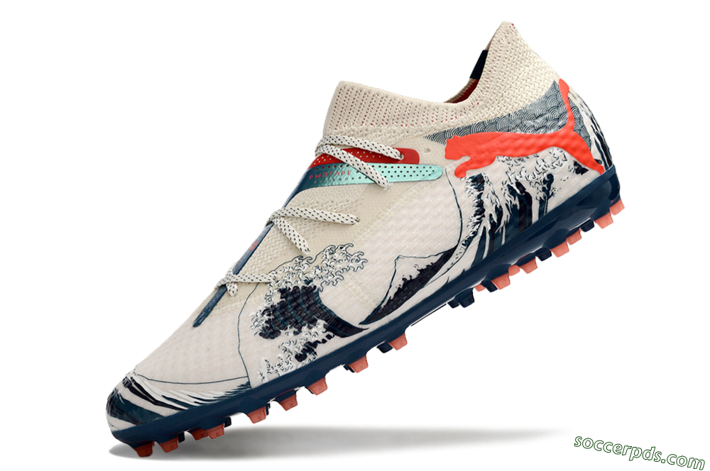 Puma Future Ultimate MG Low-Tops Football Boots - Beige/Blue/Red 4