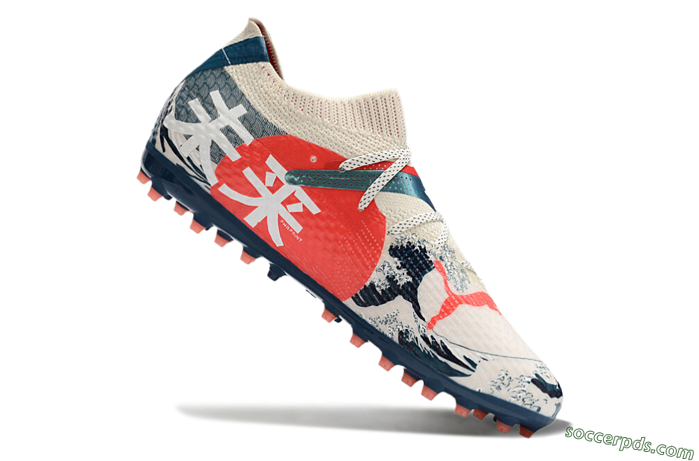 Puma Future Ultimate MG Low-Tops Football Boots - Beige/Blue/Red 5