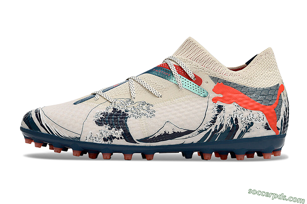 Puma Future Ultimate MG Low-Tops Football Boots - Beige/Blue/Red 6