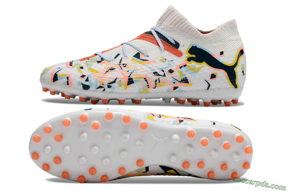 Puma Future Ultimate MG Low-Tops Football Boots - White/Pink/Yellow/Black 0