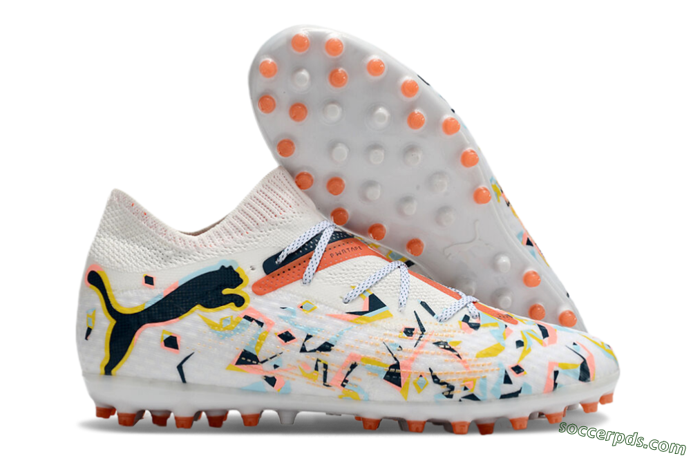 Puma Future Ultimate MG Low-Tops Football Boots - White/Pink/Yellow/Black 1