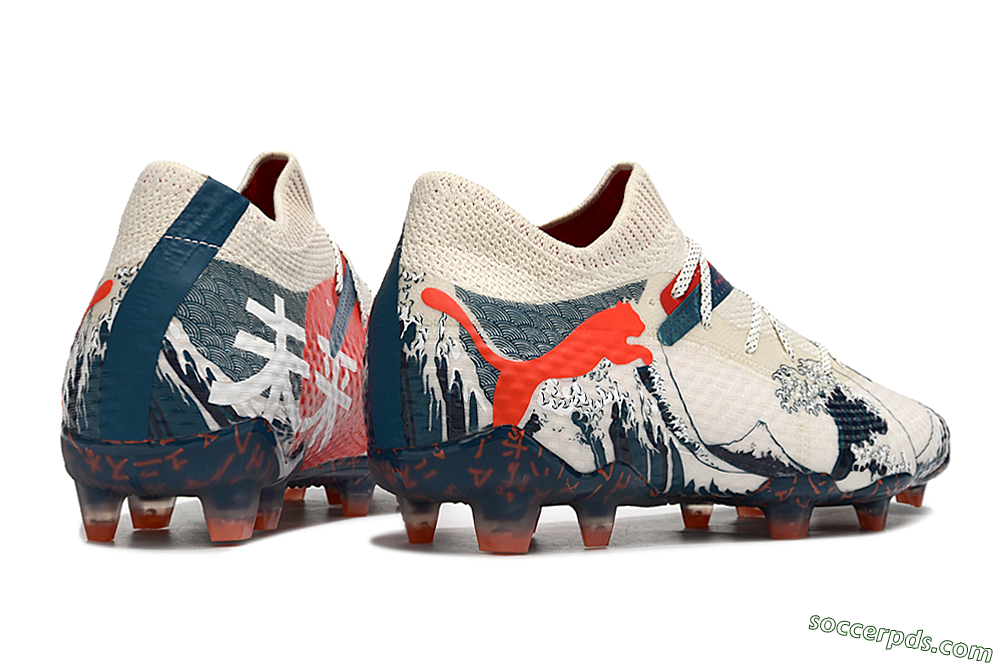 Puma Future Ultimate FG Low-Tops Football Boots - Beige/Blue/Red 6