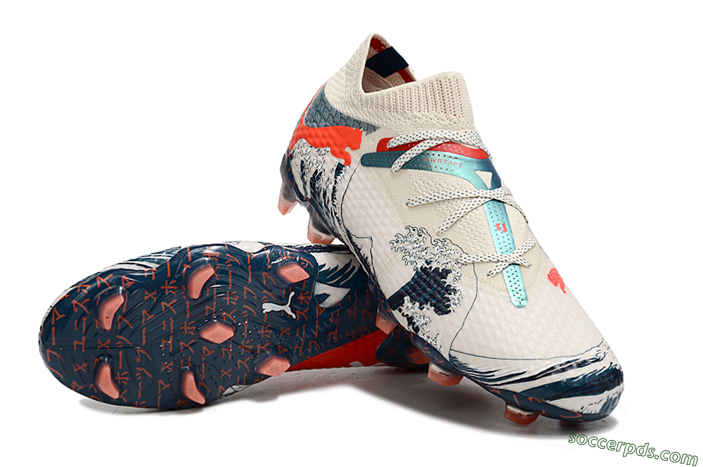 Puma Future Ultimate FG Low-Tops Football Boots - Beige/Blue/Red 3