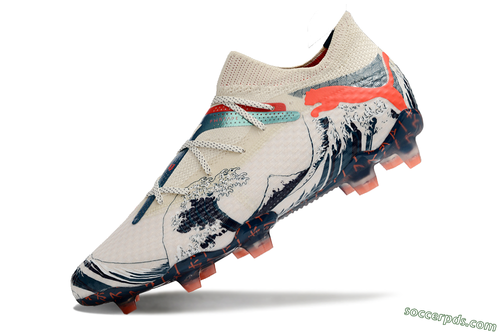 Puma Future Ultimate FG Low-Tops Football Boots - Beige/Blue/Red 5