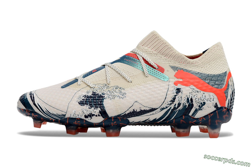 Puma Future Ultimate FG Low-Tops Football Boots - Beige/Blue/Red 2