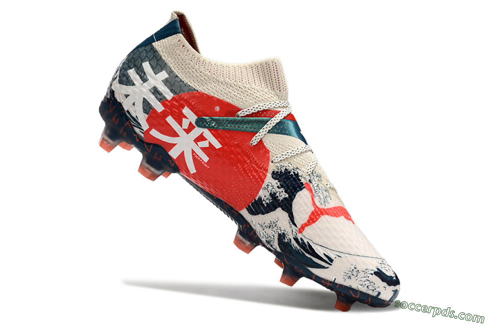 Puma Future Ultimate FG Low-Tops Football Boots - Beige/Blue/Red 4