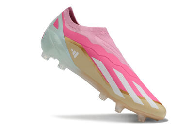 Adidas X Crazyfast+ Laceless FG Low-Tops Football Boots - Pink/White/Gold/Jade