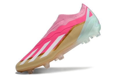 Adidas X Crazyfast+ Laceless FG Low-Tops Football Boots - Pink/White/Gold/Jade