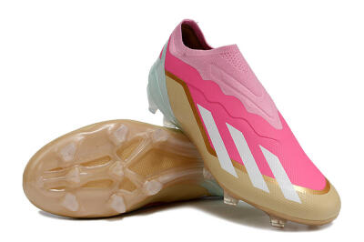 Adidas X Crazyfast+ Laceless FG Low-Tops Football Boots - Pink/White/Gold/Jade