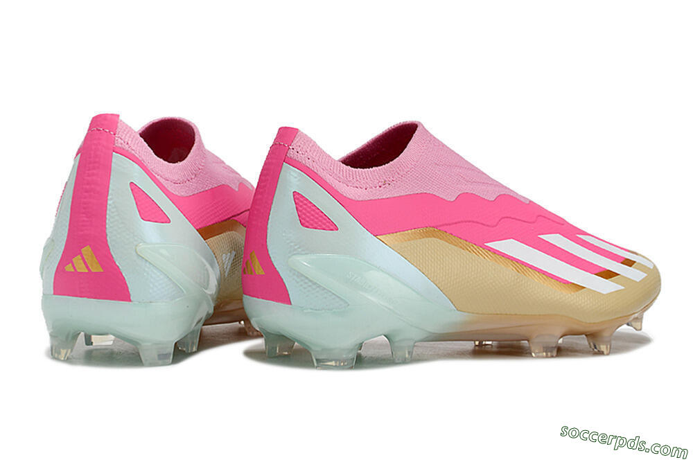 Adidas X Crazyfast+ Laceless FG Low-Tops Football Boots - Pink/White/Gold/Jade 6