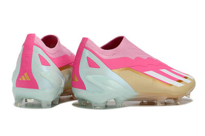 Adidas X Crazyfast+ Laceless FG Low-Tops Football Boots - Pink/White/Gold/Jade