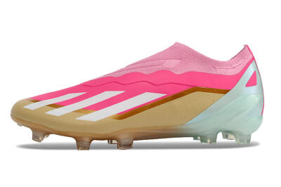 Adidas X Crazyfast+ Laceless FG Low-Tops Football Boots - Pink/White/Gold/Jade