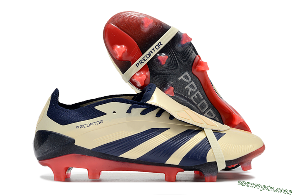 Adidas Predator Elite Foldover Tongue FG Low-Tops Football Boots - Beige/Blue/Black 1
