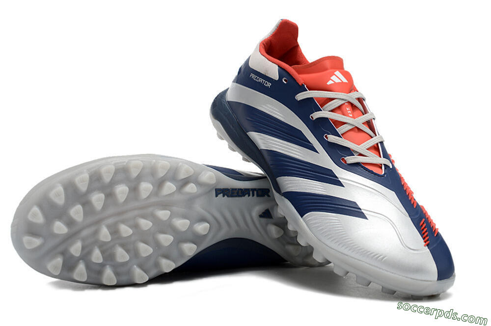 Adidas Predator 24 Elite TF Low-Tops Football Shoes - Silver/Blue/Red 3