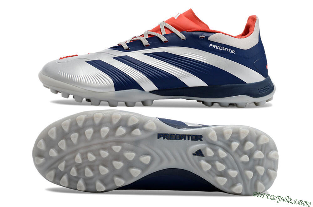 Adidas Predator 24 Elite TF Low-Tops Football Shoes - Silver/Blue/Red 0