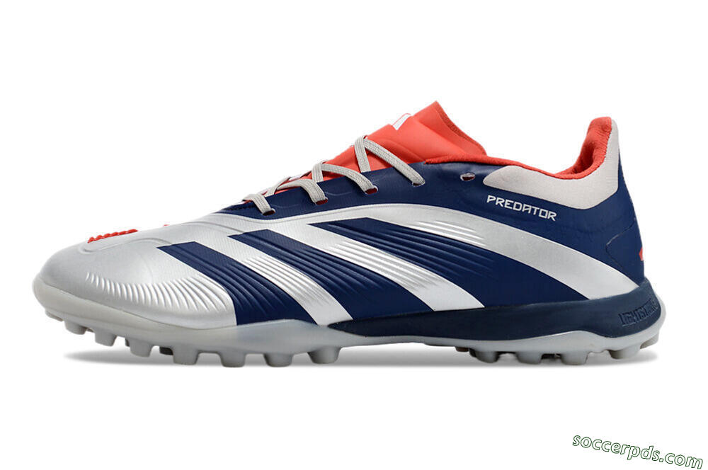 Adidas Predator 24 Elite TF Low-Tops Football Shoes - Silver/Blue/Red 2